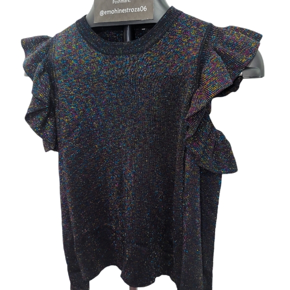 Sunset & Spring Black Metallic Ruffled Sweater - Picture 5 of 6